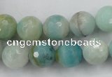 CAM164 15.5 inches 12mm faceted round amazonite gemstone beads