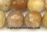 CAM1777 15 inches 10mm faceted round yellow amazonite beads