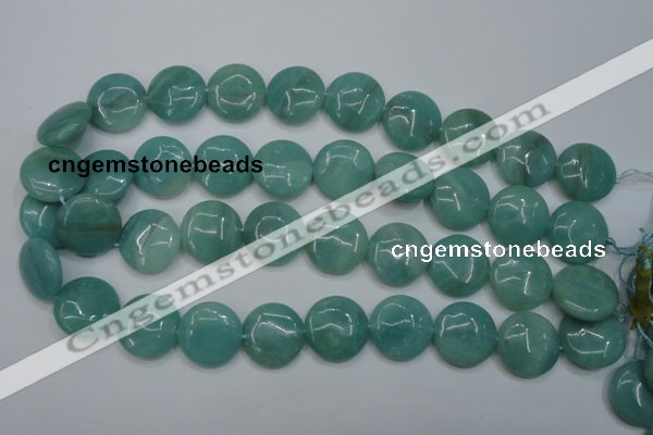 CAM919 15.5 inches 20mm flat round amazonite gemstone beads wholesale