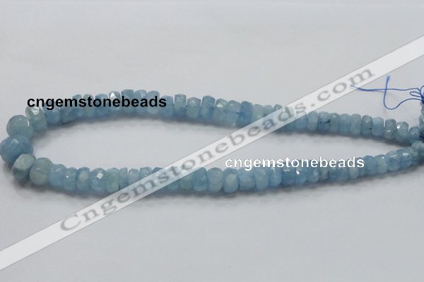 CAQ51 15.5 inches 6*12mm faceted rondelle natural aquamarine beads