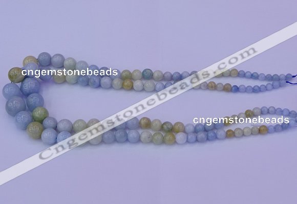 CAQ789 15.5 inches 5mm - 15mm round natural aquamarine beads