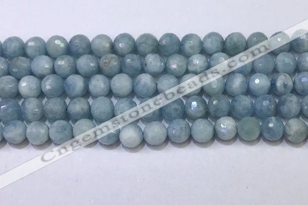 CAQ871 15.5 inches 8mmm faceted round aquamarine beads wholesale