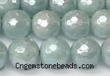 CAQ927 15 inches 8mm faceted round AB-color imitation aquamarine agate beads