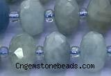 CAQ965 15 inches 6*10mm faceted rondelle aquamarine beads