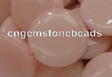CAS18 15.5 inches 28mm flat round pink angel skin gemstone beads