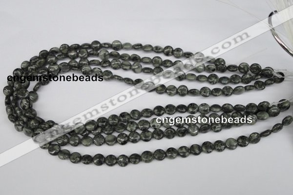 CBD220 15.5 inches 8mm flat round green brecciated jasper beads