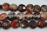 CBD45 15.5 inches 10mm faceted coin brecciated jasper gemstone beads