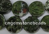 CBG63 15.5 inches 22mm coin bronze green gemstone beads