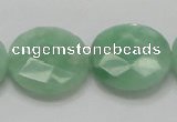 CBJ39 15.5 inches 25mm faceted flat round jade beads wholesale