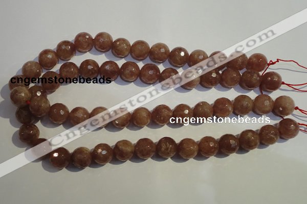 CBQ12 15.5 inches 14mm faceted round strawberry quartz beads