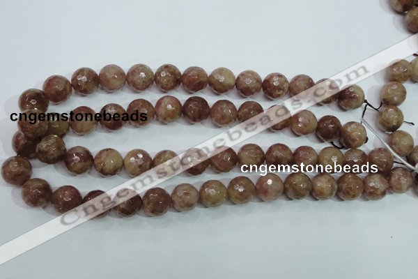 CBQ215 15.5 inches 14mm faceted round strawberry quartz beads