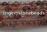 CBQ320 15.5 inches 4mm faceted round strawberry quartz beads