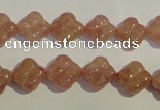 CBQ36 15.5 inches 11mm carved flower strawberry quartz beads
