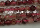 CBQ410 15.5 inches 4mm faceted round strawberry quartz beads