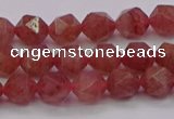 CBQ431 15.5 inches 6mm faceted nuggets strawberry quartz beads