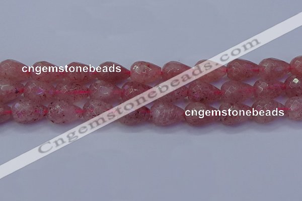 CBQ455 15.5 inches 13*18mm faceted teardrop strawberry quartz beads