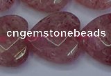CBQ473 15.5 inches 20mm faceted heart strawberry quartz beads