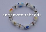 CBR38 5pcs imitation Swarovski crystal & lampwork glass beads bracelet
