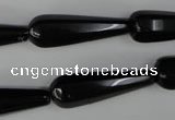 CBS218 15.5 inches 10*30mm faceted teardrop blackstone beads wholesale