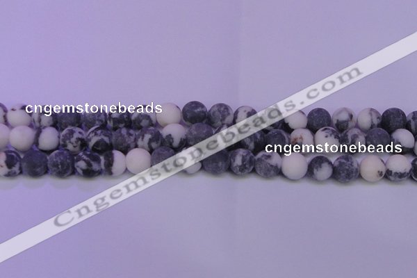 CBW155 15.5 inches 14mm round matte black & white jasper beads