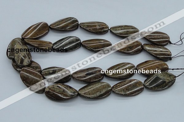 CBZ17 15.5 inches 20*35mm twisted oval bronzite gemstone beads
