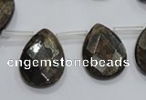 CBZ505 Top-drilled 10*14mm faceted flat teardrop bronzite gemstone beads