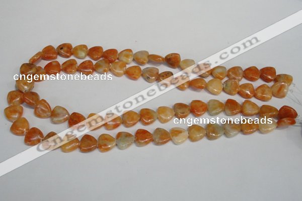 CCA69 15.5 inches 12*12mm triangle orange calcite gemstone beads
