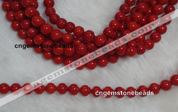 CCB08 15.5 inches 6*7mm lantern shape red coral beads Wholesale