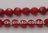 CCB121 15.5 inches 5mm faceted round red coral beads wholesale