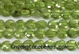 CCB1378 15 inches 4mm faceted coin peridot beads