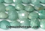 CCB1406 15 inches 6mm faceted coin amazonite beads