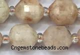 CCB1463 15 inches 9mm - 10mm faceted sunstone beads