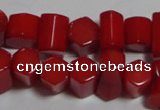 CCB54 15.5 inches 5*8mm faceted column red coral beads Wholesale