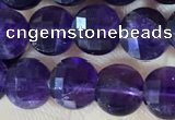 CCB601 15.5 inches 6mm faceted coin natural amethyst beads wholesale