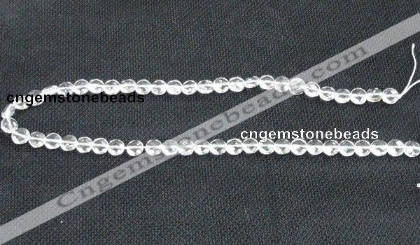 CCC271 15 inches 8mm faceted coin grade A natural white crystal beads