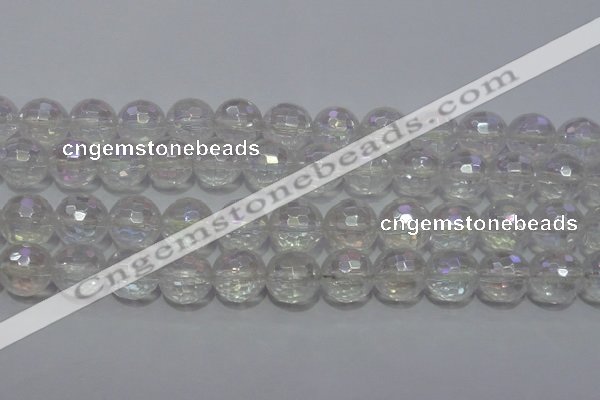 CCC414 15.5 inches 12mm faceted round AB-color white crystal beads
