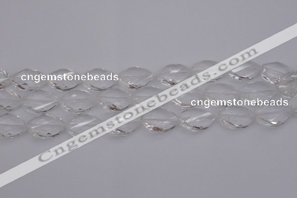 CCC525 15.5 inches 15*20mm twisted & faceted teardrop white crystal beads