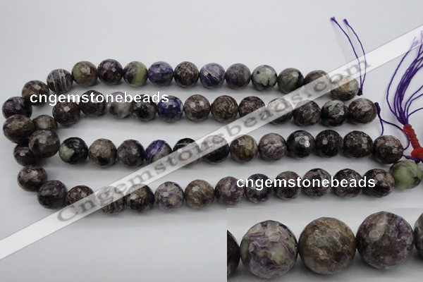 CCG59 15.5 inches 13mm faceted round natural charoite beads