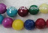 CCN1005 15.5 inches 12mm faceted round multi colored candy jade beads