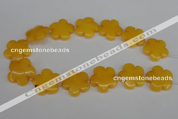 CCN2350 15.5 inches 30mm carved flower candy jade beads wholesale