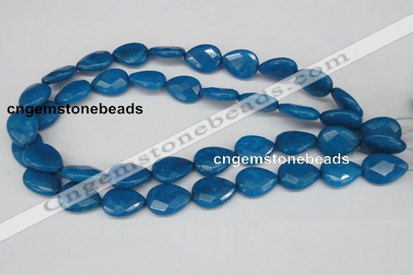 CCN387 15.5 inches 15*20mm faceted flat teardrop candy jade beads