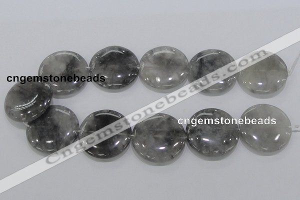 CCQ122 15.5 inches 35mm coin cloudy quartz beads wholesale