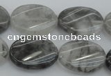 CCQ251 15.5 inches 18*25mm twisted oval cloudy quartz beads wholesale