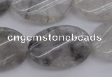 CCQ252 15.5 inches 20*30mm twisted oval cloudy quartz beads wholesale
