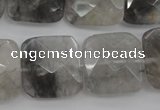 CCQ262 15.5 inches 20*20mm faceted square cloudy quartz beads