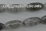 CCQ292 15.5 inches 10*20mm faceted rice cloudy quartz beads