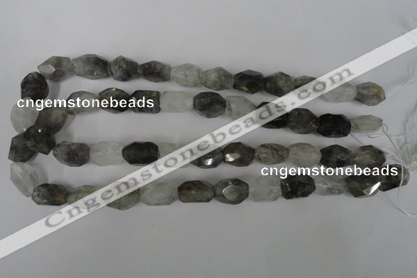 CCQ365 15.5 inches 12*16mm faceted nuggets cloudy quartz beads wholesale