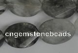 CCQ480 15.5 inches 18*25mm twisted & faceted oval cloudy quartz beads