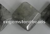 CCQ488 15.5 inches 25*25mm faceted diamond cloudy quartz beads