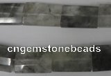 CCQ498 15.5 inches 13*20mm faceted flat tube cloudy quartz beads